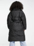 Urban Bliss belted wrap puffer coat in black