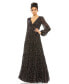 ფოტო #1 პროდუქტის Women's Ieena Button V Neck Bodice Illusion Sleeve Tiered Gown