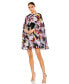 ფოტო #1 პროდუქტის Women's Ieena Floral Print High Neck Ruffle Hem Cape Mini Dress