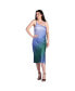 Фото #1 товара Women's Ombre Print Asymmetric Satin Slip Dress