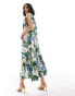 Фото #1 товара & Other Stories tiered hem maxi dress with gathered tie neck detail and keyhole back in floral leaf print