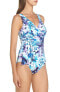 TOMMY BAHAMA Women's 182718 Sculpt Aqua Petals One-Piece Swimsuit Size 12