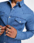 ASOS DESIGN skinny fit western denim shirt in mid wash