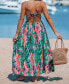 Women's Abstract Plunging Sleeveless Keyhole Midi Beach Dress