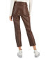 Фото #2 товара Juniors' Asymmetrical-Waist Faux Leather Ankle Jeans
