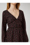 Фото #14 товара Платье Котон с цветочным узором, мини, с длинным рукавом и V-образным вырезом