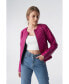 ფოტო #1 პროდუქტის Women's Genuine Leather Quilted Biker Jacket, Fuchsia