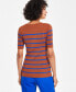 ფოტო #2 პროდუქტის Women's Striped Short-Sleeve Knit Top