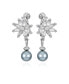 Silver-Tone Imitation Glass Pearl Flower Stud Dangle Charm Earrings