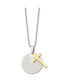 Brushed Yellow IP-plated 2 Piece Lords Prayer Cross Ball Chain Necklace