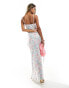 Фото #3 товара Love Triangle satin cami maxi dress with lace insert in floral