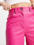 Фото #7 товара Only Hope high waisted faux leather trousers in bright pink