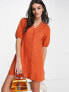 Фото #2 товара Mango puff sleeve mini dress in orange