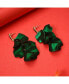 Фото #2 товара Women's Green Metallic Petal Drop Earrings