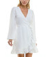 ფოტო #1 პროდუქტის Juniors' Ruffle-Trimmed Faux-Wrap Dress