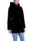 Women's Hooded Grooved Faux Fur Coat