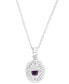 Фото #6 товара Macy's amethyst (1-1/20 ct. t.w.) & Lab-Grown White Sapphire (1/2 ct. t.w.) Oval Halo Birthstone Pendant Necklace in Sterling Silver, 16" + 2" extender (Also in Additional Birthstones)