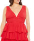 ფოტო #6 პროდუქტის Women's Plus Size Ruffle Tiered Sleeveless V Neck Gown