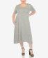 Фото #1 товара Plus Size Short Sleeve Pocket Swing Midi Dress