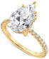 ფოტო #1 პროდუქტის Certified Lab Grown Diamond Pear Halo Engagement Ring (3-3/8 ct. t.w.) in 14k Gold