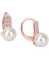 ფოტო #1 პროდუქტის Cultured Freshwater Pearl (9mm) & Diamond (1/10 ct. t.w.) Leverback Drop Earrings in 10k Rose Gold