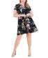 Фото #4 товара Plus Size Printed Jewel-Neck Fit & Flare Dress