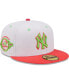 Men's White, Coral New York Yankees 100th Anniversary Strawberry Lolli 59FIFTY Fitted Hat