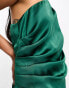 Фото #6 товара Pretty Lavish asymmetric ruched satin midaxi dress in emerald