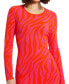 Women's Fitted Long Sleeve Zebra Print Knit Maxi Dress