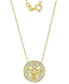 ფოტო #1 პროდუქტის Cubic Zirconia Pavé Compass Disc Pendant Necklace in 14k Gold-Plated Sterling Silver, 16" + 2" extender