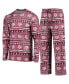 Фото #5 товара Пижама Concepts Sport Ugly Sweater для мужчин Техасского университета и Эгги в бордовом цвете с длинным рукавом и брюками.