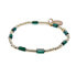 Non-Tarnishing Gold filled, 3mm Gold Ball and Emerald Glass Bead Stretch Bracelet