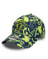 Фото #2 товара Men's Navy, Yellow Manchester United Allover Print 9FORTY Adjustable Hat