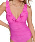 ფოტო #5 პროდუქტის Ruffle Plunge Underwire Tummy Control One-Piece Swimsuit, Created for Macy's