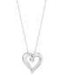 ფოტო #1 პროდუქტის Diamond Double Heart 18" Pendant Necklace (1/4 ct. t.w.) in Sterling Silver