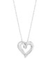 Фото #1 товара Diamond Double Heart 18" Pendant Necklace (1/4 ct. t.w.) in Sterling Silver