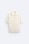 Open-knit quarter-zip polo shirt