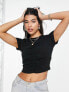 ASOS DESIGN ruched corset detail baby tee in black