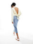 Фото #7 товара Miss Selfridge funnel neck open back tie jumper in cream