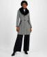 ფოტო #1 პროდუქტის Women's Faux-Fur-Collar Chevron Coat