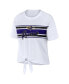 Women's White Baltimore Ravens Front Tie Retro T-shirt