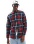 Lee worker check flannel overshirt relaxed fit in red/navy