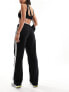 Фото #3 товара River Island wide leg side stripe jogger in black