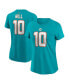 Фото #1 товара Women's Tyreek Hill Aqua Miami Dolphins Player Name and Number T-shirt