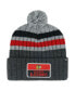Фото #1 товара Men's Gray Chicago Blackhawks Stack Patch Cuffed Knit Hat with Pom