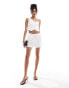 Фото #4 товара Bershka linen shorts co-ord in white