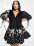 Фото #7 товара ASOS DESIGN Curve cord and twill mixed print babydoll mini dress