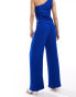 Mango textured straight leg co-ord trousers in bright blue