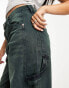 Bershka denim look carpenter trousers in green blue wash