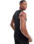 Фото #2 товара ASOS DESIGN muscle fit vest with henley neck detail in black texture